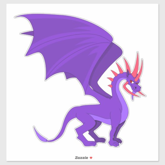 Autocollant de dessin animé de dragon violet (Feuille)