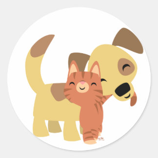 Autocollant de dessin animé Kitty & Doggy