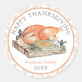 Autocollant de dîner de Thanksgiving à la dinde he (Devant)