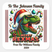 Autocollant de dinosaure pour vacances joyeuses (Devant)