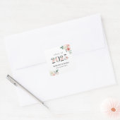 Autocollant de diplôme à chiffres floraux rose pou (Enveloppe)
