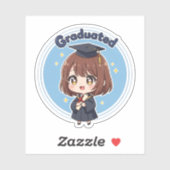 Autocollant de diplômée de style chibi mignonne et (Feuille)