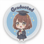 Autocollant de diplômée de style chibi mignonne et (Devant)