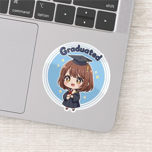 Autocollant de diplômée de style chibi mignonne et (Détail)