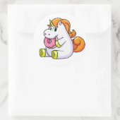 Autocollant de Donut mangeur Unicorne (Sac)