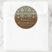 Autocollant de douche Aqua Blue & Brown Damask Bri (Sac)