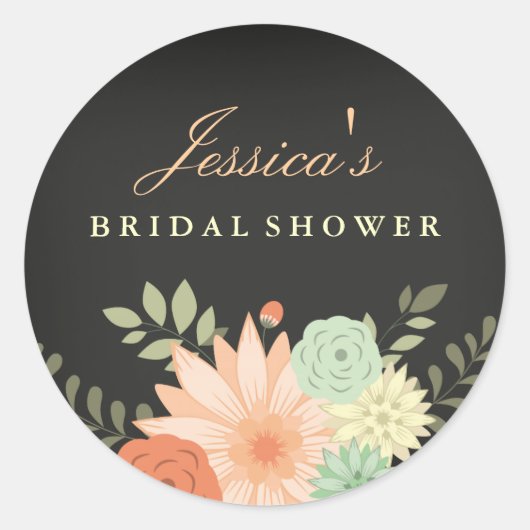 Autocollant de douche de mariage à feuillage print (Devant)