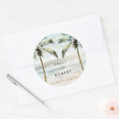 Autocollant de douche de mariage aux palmiers de p (Enveloppe)