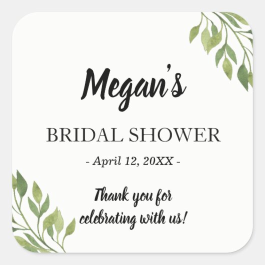 Autocollant de douche nuptiale verte | faveur merc (Devant)
