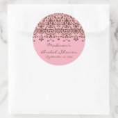Autocollant de douche rose et Brown Damask Bride (Sac)