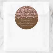 Autocollant de douche rose et Brown Damask Bride (Sac)