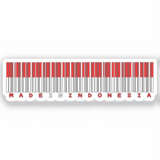 Autocollant de drapeau de code-barres Made in Indo (Recto)