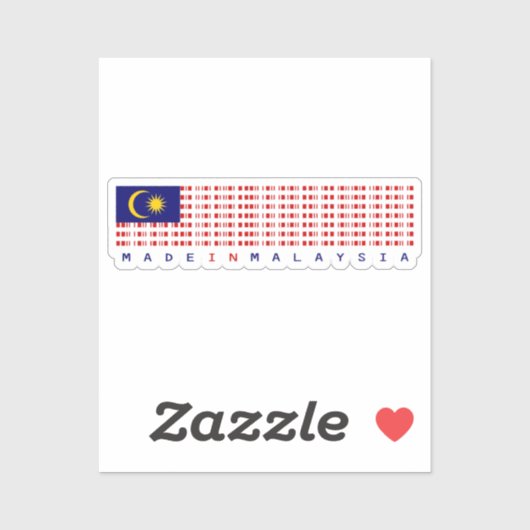 Autocollant de drapeau de code-barres Made in Mala (Feuille)