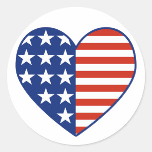 Autocollant de drapeau de coeur des Etats-Unis