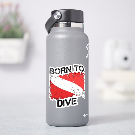 Autocollant de drapeau de plongée éprouvé Né pour (HydroFlask)