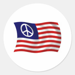Autocollant de drapeau du signe de paix américain
