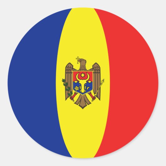 Autocollant de drapeau fisheye de Moldavie (Devant)