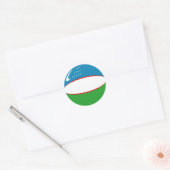 Autocollant de drapeau fisheye d'Ouzbékistan (Enveloppe)