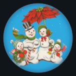 Autocollant de famille Vintage Christmas Snowman<br><div class="desc">Autocollant de la famille des bonhomme de neige de Noël. C'est une magnifique image de Noël des années 1940.</div>