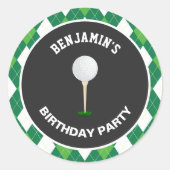 Autocollant de faveur d'anniversaire de golf (Devant)