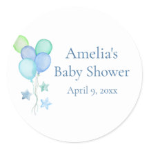 Autocollant de faveur de Baby Shower Ballons Aquar