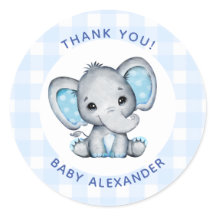 Autocollant de faveur de Baby Shower éléphant garç
