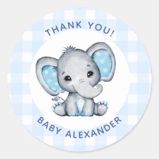 Autocollant de faveur de Baby Shower éléphant garç