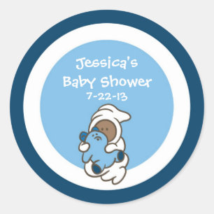 Autocollant de faveur de Baby Shower (Garçon bleu,