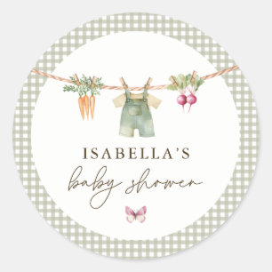 Autocollant de faveur de Baby Shower Green Farmers