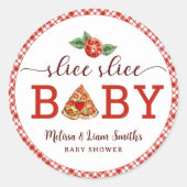 Autocollant de faveur de Baby Shower Pizza « Slice (Devant)