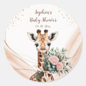Autocollant de faveur de baby shower Safari Girafe (Devant)