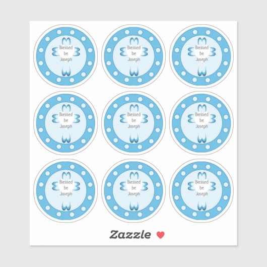 Autocollant de faveur de baptême bleu pour garçons (Feuille)