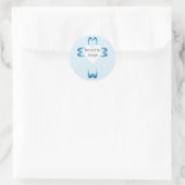 Autocollant de faveur de baptême bleu pour garçons (Sac)
