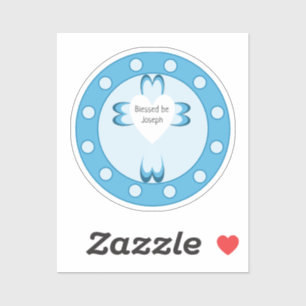 Autocollant de faveur de baptême bleu pour garçons