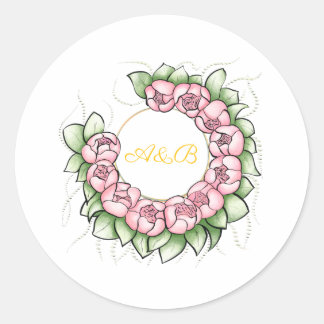 Autocollant de faveur de couronne florale élégante