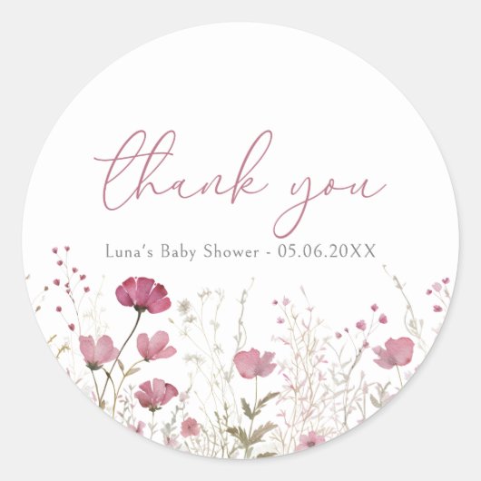 Autocollant de faveur de douche de bébé en fleurs  (Devant)