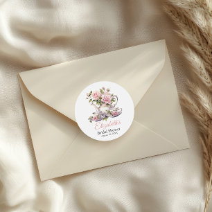 Autocollant de faveur de douche de mariage floral 