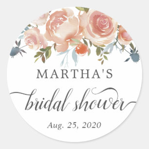 Autocollant de faveur de douche de mariage floral