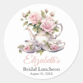 Autocollant de faveur de luncheon de mariage rose (Devant)