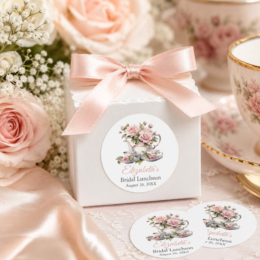 Autocollant de faveur de luncheon de mariage rose