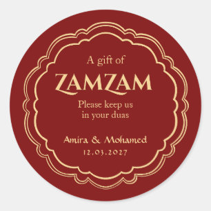 Autocollant de faveur de mariage pour l'eau de Zam