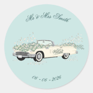 Autocollant de faveur de voiture de mariage vintag