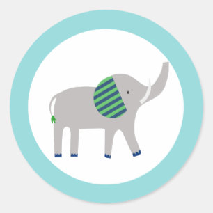 Autocollant de faveur rond éléphant Zoo Jungle Lum