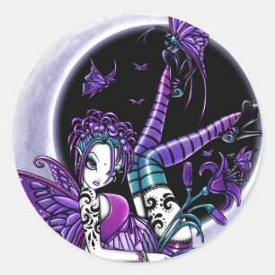 Autocollant de fée de lune de papillon