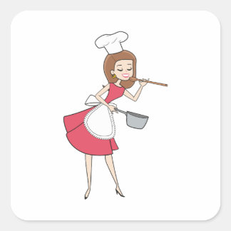 Autocollant de femme de dessin rétros