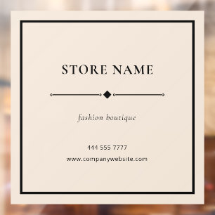 Autocollant de fenêtre beige pour nom de boutique