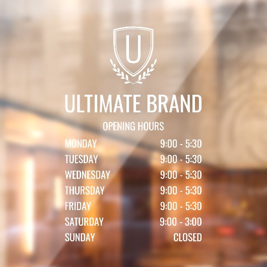 Autocollant de fenêtre d'horaires d'ouverture de l (Feuille 2)