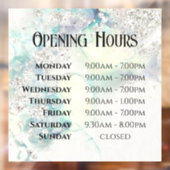 Autocollant de fenêtre heures d'ouverture pailleté (Feuille 2)