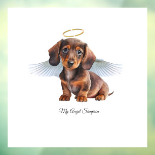 Autocollant de fenêtre pour chiot ange teckel