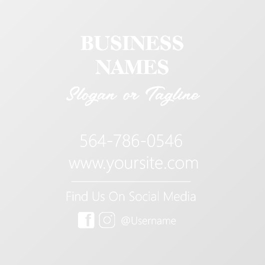 Autocollant de fenêtre pour coordonnées d'entrepri (Feuille)